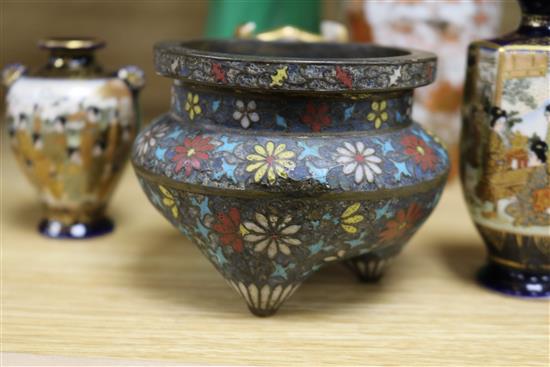 A quantity of Oriental ceramics including a cloisonne censer, a glass figure etc. tallest 27cm